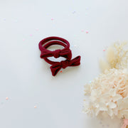 Handmade Simple Bow metal free hair ties -Mustard - 3 Pairs Mustard colour V659-HT-METALFREE-BOW-3P-MUSTARDMIX