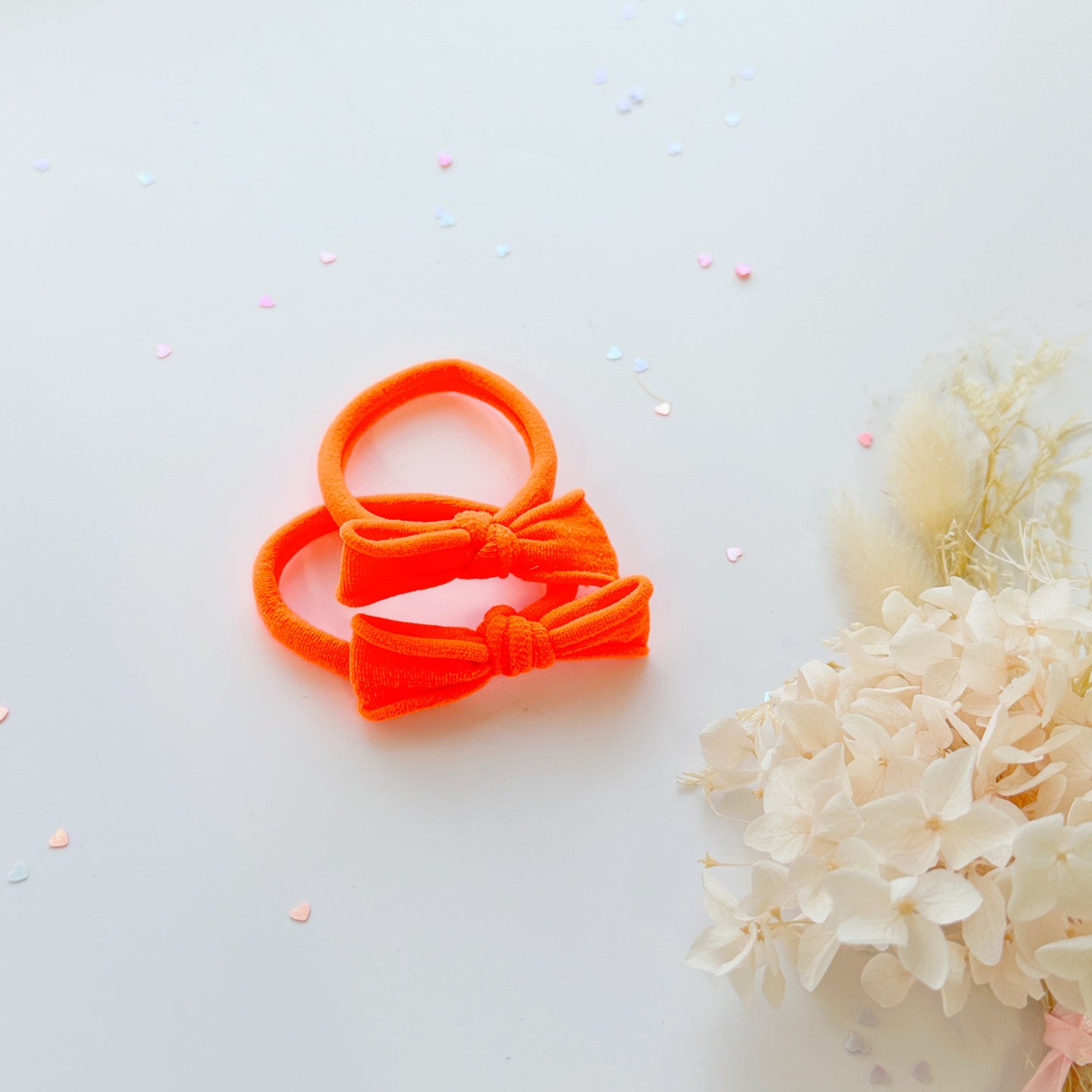 Handmade Simple Bow metal free hair ties - Neon - 3 Pairs Neon colour V659-HT-METALFREE-BOW-3P-NEON