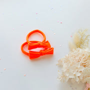 Handmade Simple Bow metal free hair ties - Neon - 3 Pairs Neon colour V659-HT-METALFREE-BOW-3P-NEON