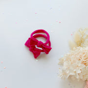 Handmade Simple Bow metal free hair ties -Pink - 3 Pairs Pink V659-HT-METALFREE-BOW-3P-PINK