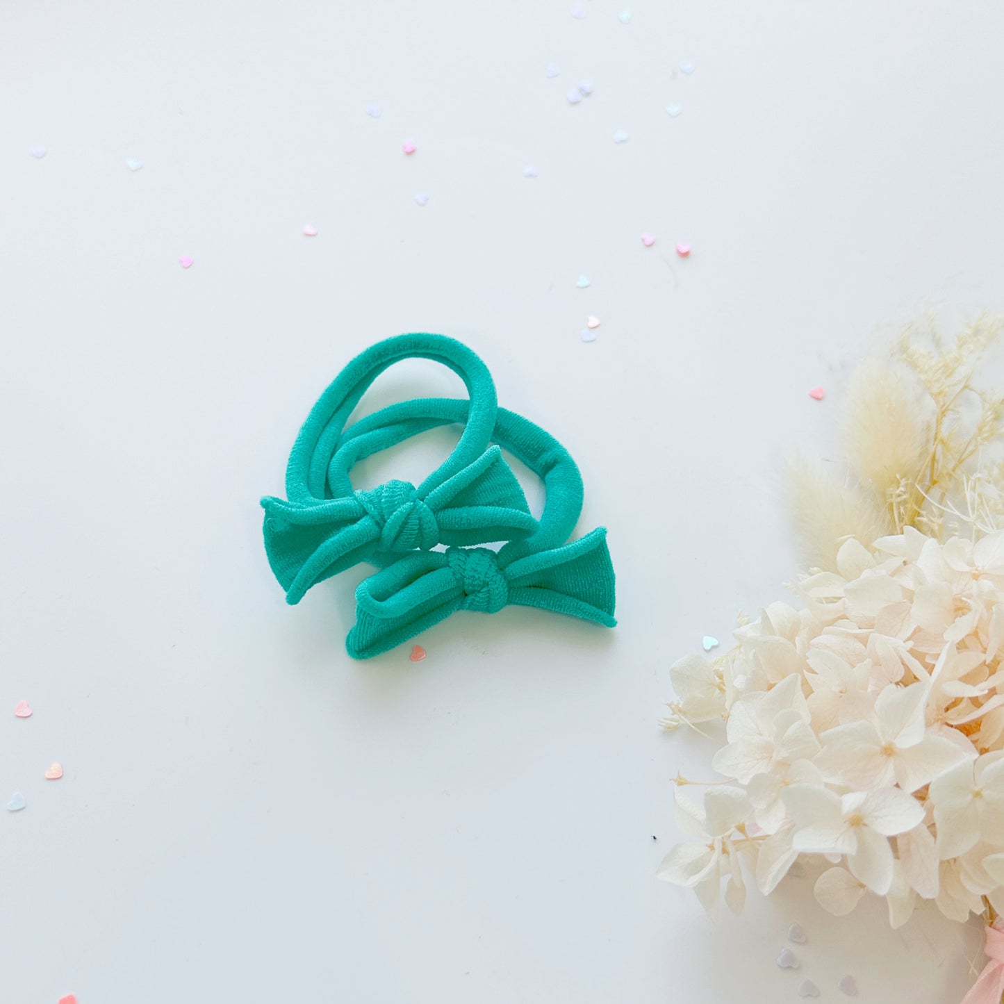 Handmade Simple Bow metal free hair ties -POP - 3 Pairs Pop Colour V659-HT-METALFREE-BOW-3P-POP