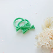 Handmade Simple Bow metal free hair ties -Sky - 3 Pairs Sky V659-HT-METALFREE-BOW-3P-SKY