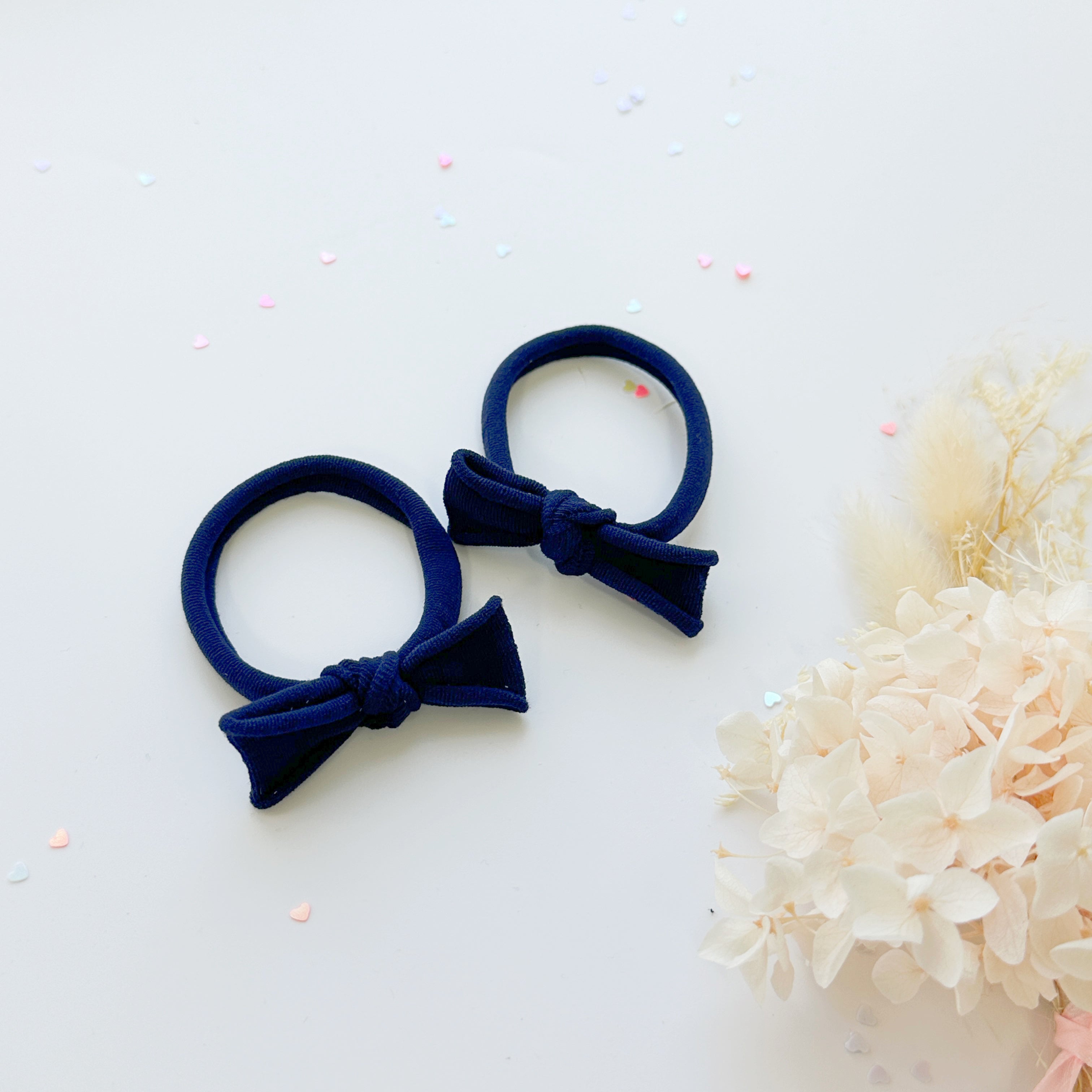 Handmade Simple Bow metal free hair ties - Violet - 3 Pairs Violet colour V659-HT-METALFREE-BOW-3P-VIOLET