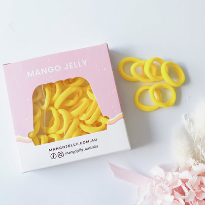 MANGO JELLY Metal Free Hair Ties (3cm) - School Colour Yellow 36P - One Pack V659-METALFREE-3CM-36P-SK-YELLOW-1-M
