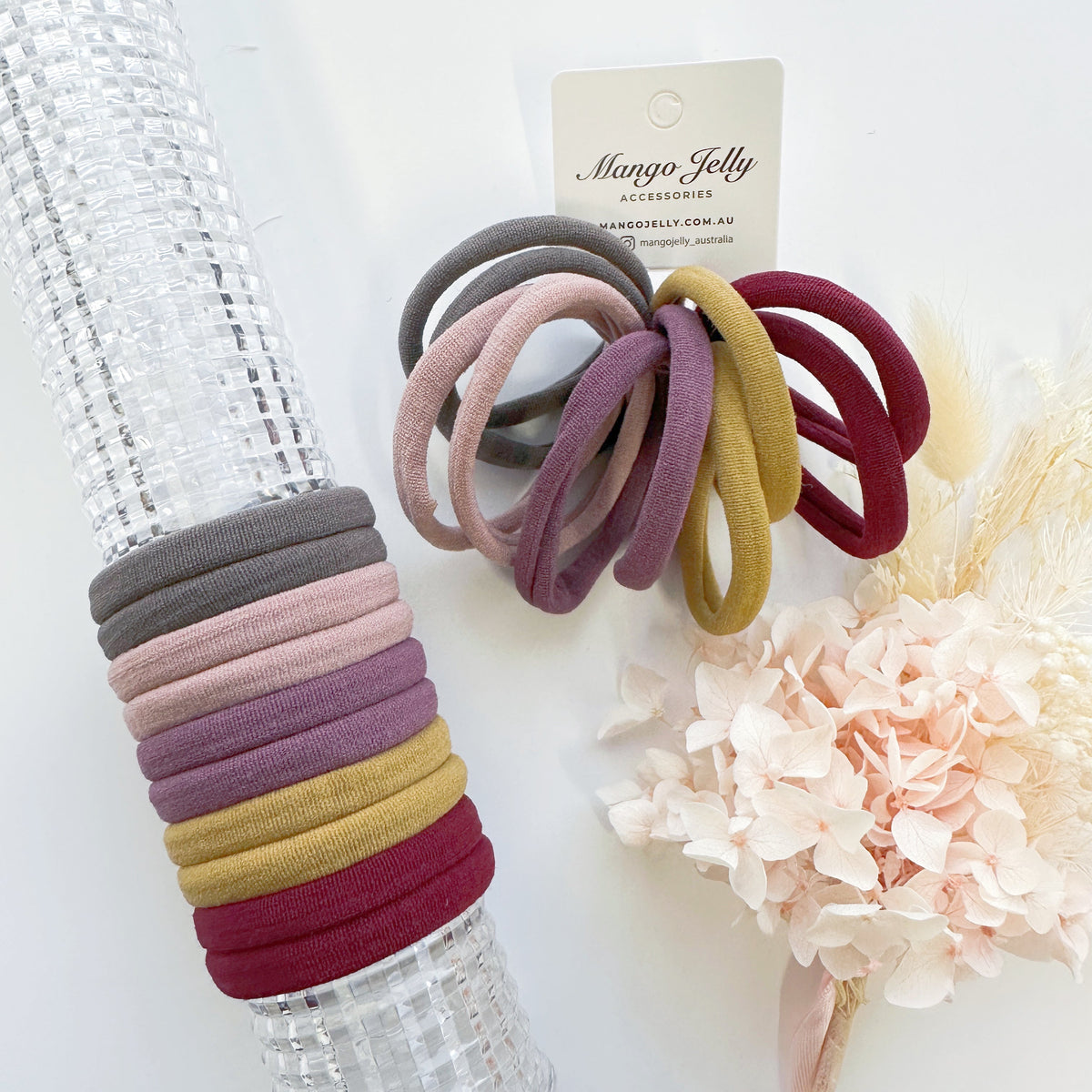 MANGO JELLY Metal Free Hair ties (4.5cm) - Blush Mixed 10P - One Pack V659-METALFREE-4CM-10P-BLUSHM-1-M