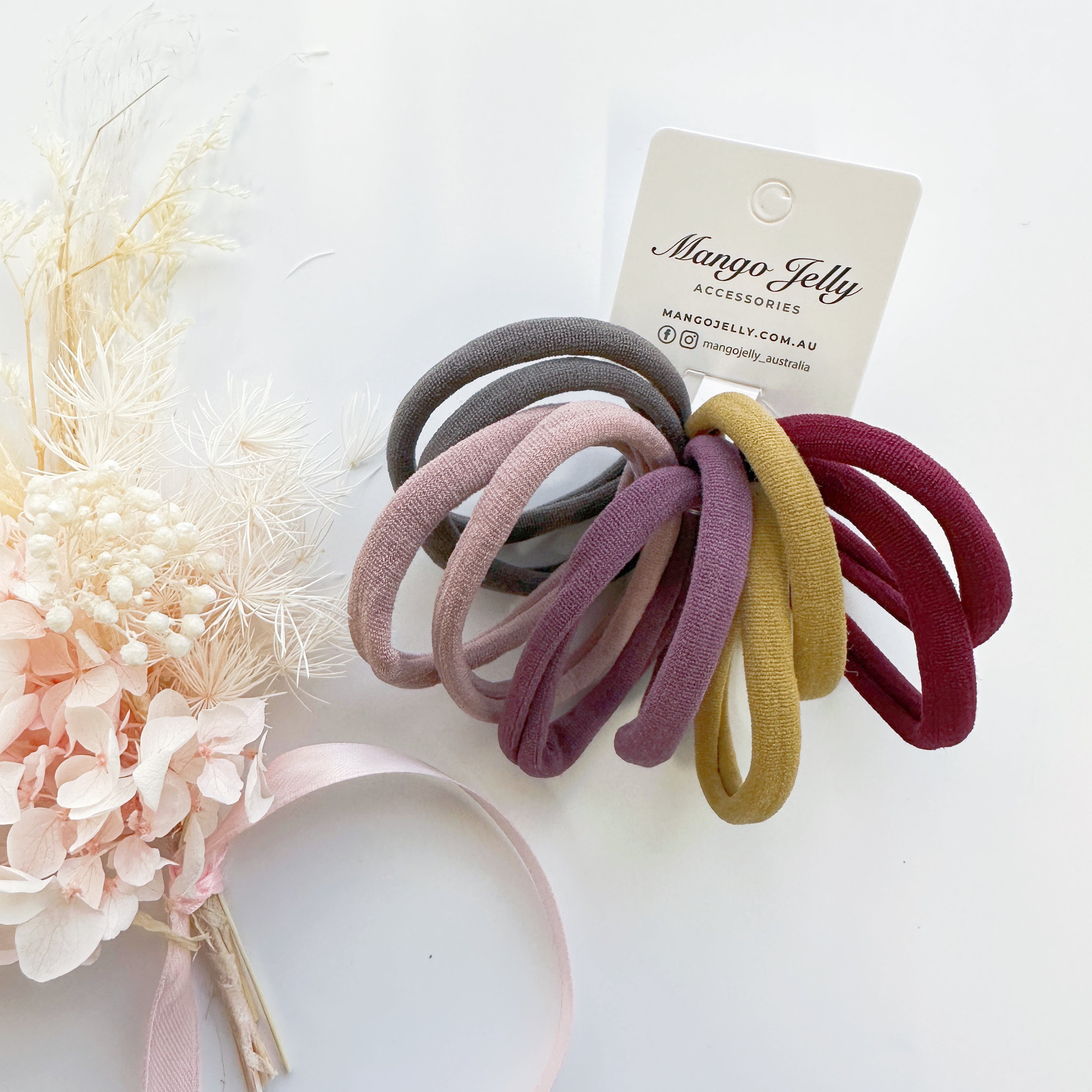 MANGO JELLY Metal Free Hair ties (4.5cm) - Blush Mixed 10P - One Pack V659-METALFREE-4CM-10P-BLUSHM-1-M