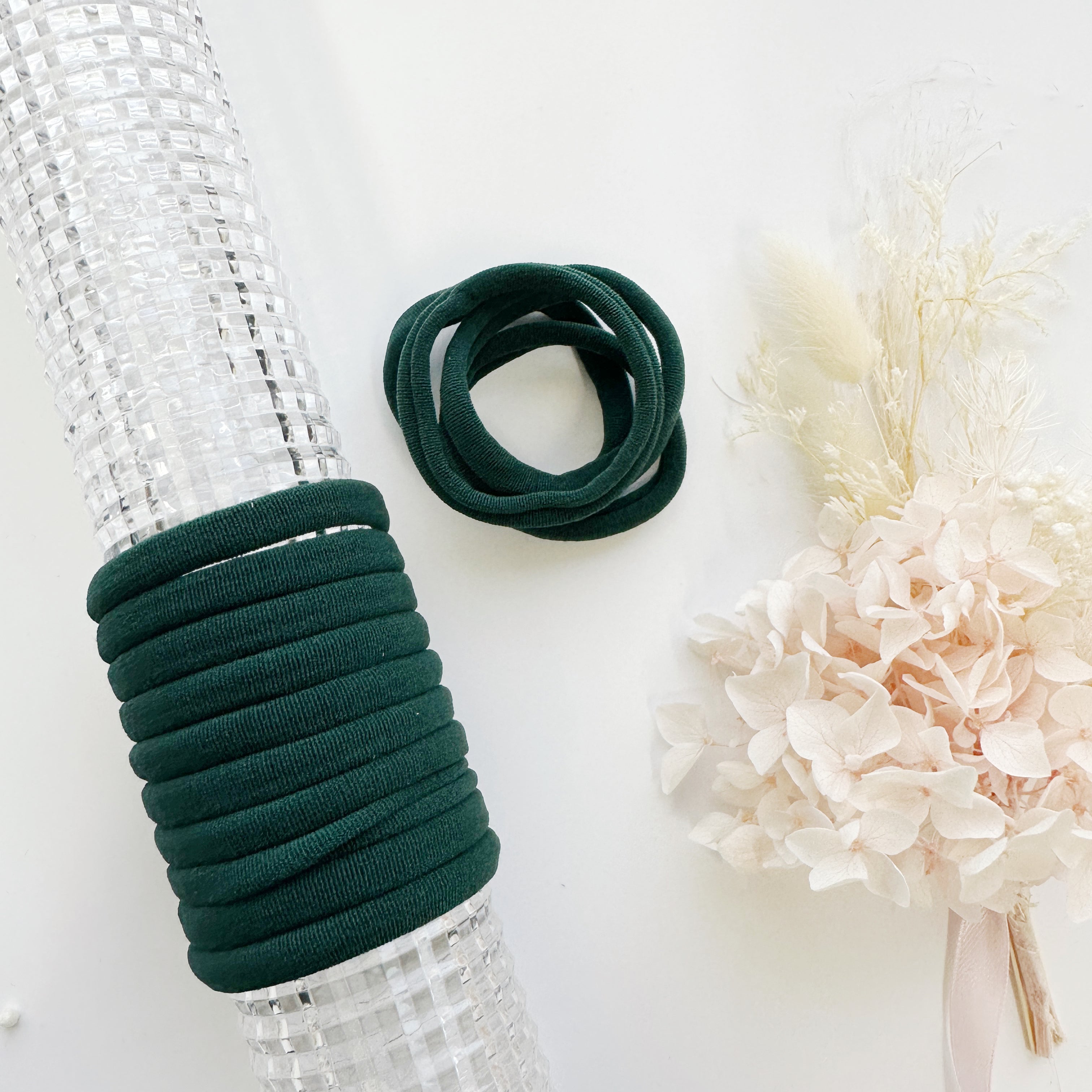 MANGO JELLY Metal Free Hair ties (4.5cm) - School Colour Bottle Green 10P - Twin Pack V659-METALFREE-4CM-10P-SK-BOTTLEGREEN-2-M