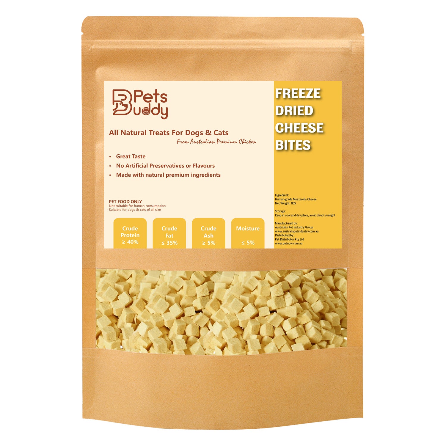 PetsBuddy Freeze Dried Treat Mozzarella Cheese 1kg V666-PBC1KG