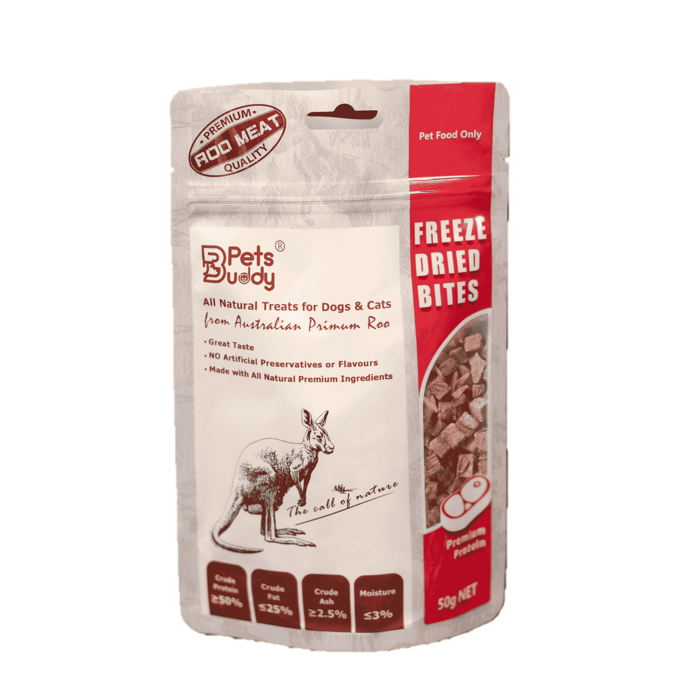 PetsBuddy Freeze Dried Treat Roo 50g V666-PBKM50G