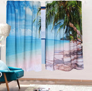 Sea View 3D Printing Blockout Curtains 2x127x160cm PINCH PLEAT Fabric Seascape V702-CNA2-160 HJ1
