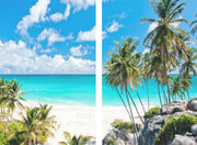 Sea View 3D Printing Blockout Curtains 2x128x160cm PINCH PLEAT Fabric Seascape V702-CNA2-160 HJ2