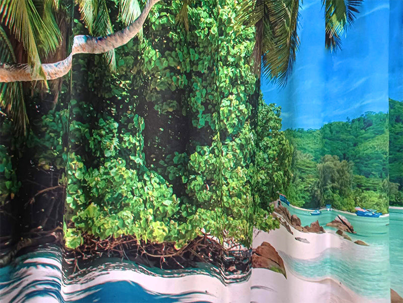Sea View 3D Printing Blockout Curtains 2x127x160cm PINCH PLEAT Fabric Seascape V702-CNA2-160 HJ3
