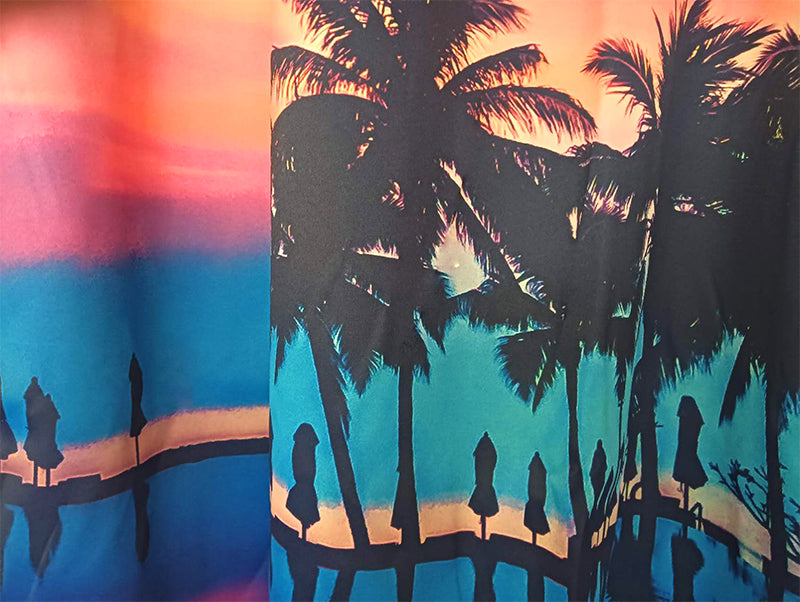 Sea View 3D Printing Blockout Curtains 2x131x160cm PINCH PLEAT Fabric Seascape V702-CNA2-160 HJ5