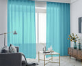 2 Long drop Sheer Voile Curtains 590cm x 270cm Drop+Hooks Pinch Pleat Lake Blue V702-CNA5-4-3 BLUE