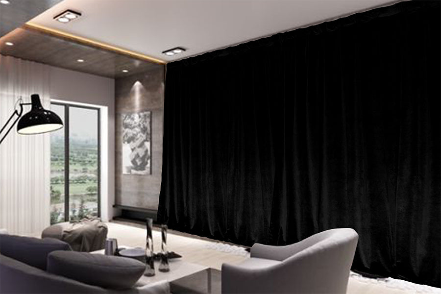 Large Thick Velvet Blockout Curtains 600x 270cm PINCH PLEAT 2 panel+Hooks Black V702-CNA9-1LG BLACK