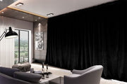 Large Thick Velvet Blockout Curtains 300x 270cm PINCH PLEAT 1 panel+Hooks Black V702-CNB9-1LG BLACK SINGLE
