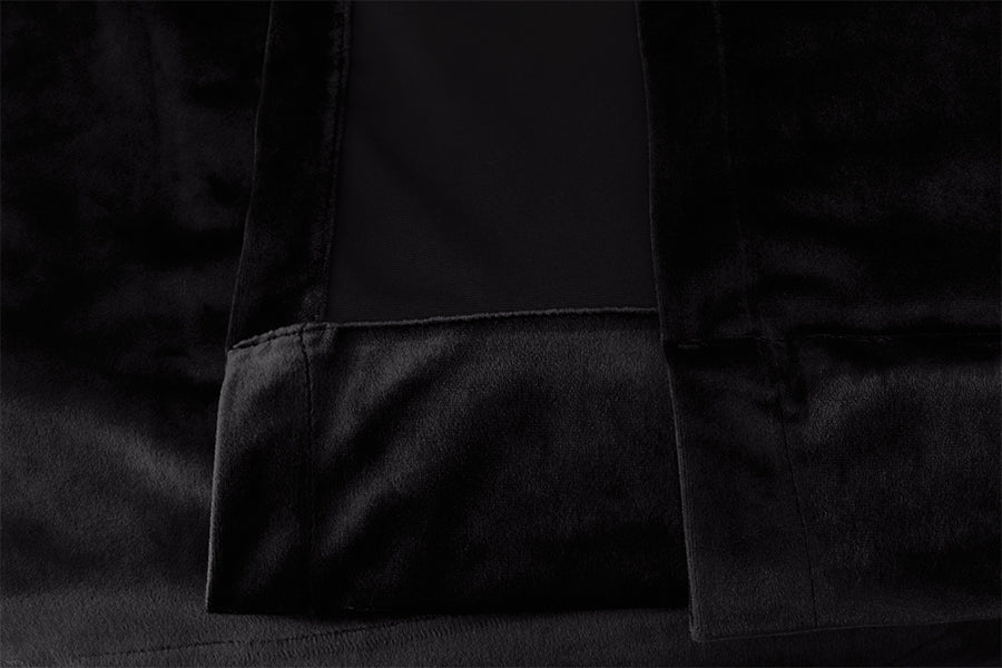 Large Thick Velvet Blockout Curtains 300x 270cm PINCH PLEAT 1 panel+Hooks Black V702-CNB9-1LG BLACK SINGLE