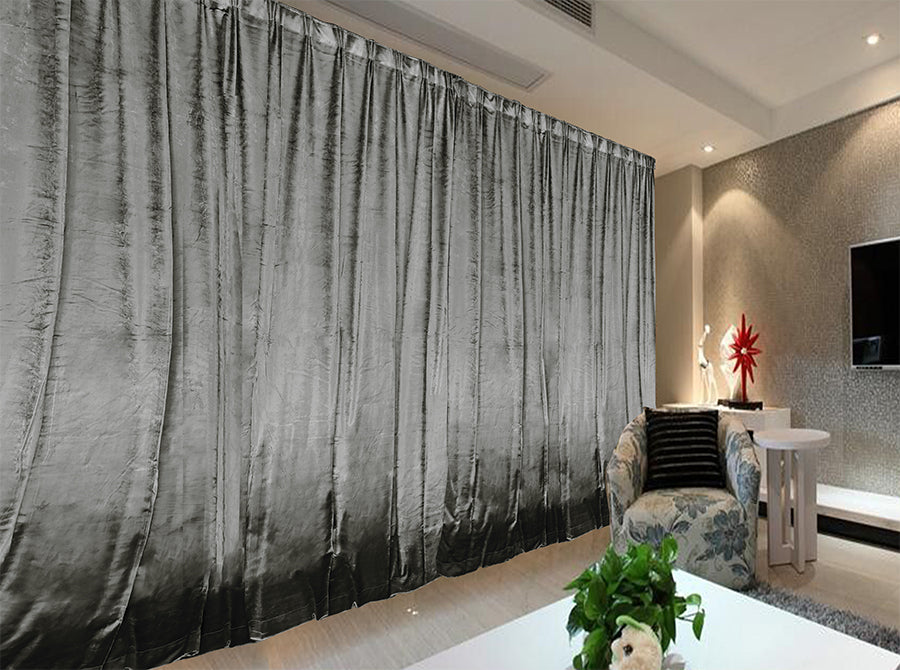 Large Thick Velvet Curtains Warp Knitted Velvet 540x270cm+Hooks Pinch Pleat Grey V702-CNY8-2-NB-GRAYA1234