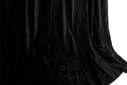 Large Thick Faux Mink Velvet Curtains Blockout 550x 230cm+Hook Pinch Pleat Black V702-CNZ11-1 BLACK