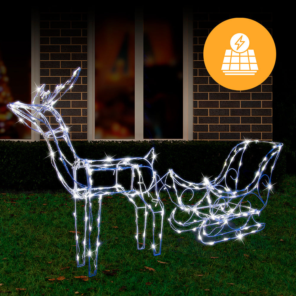 Solar LED Sleigh with Reindeer - 80 cm V720-XA7337