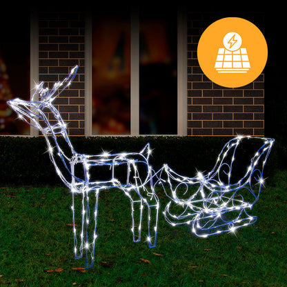 Solar LED Sleigh with Reindeer - 80 cm V720-XA7337