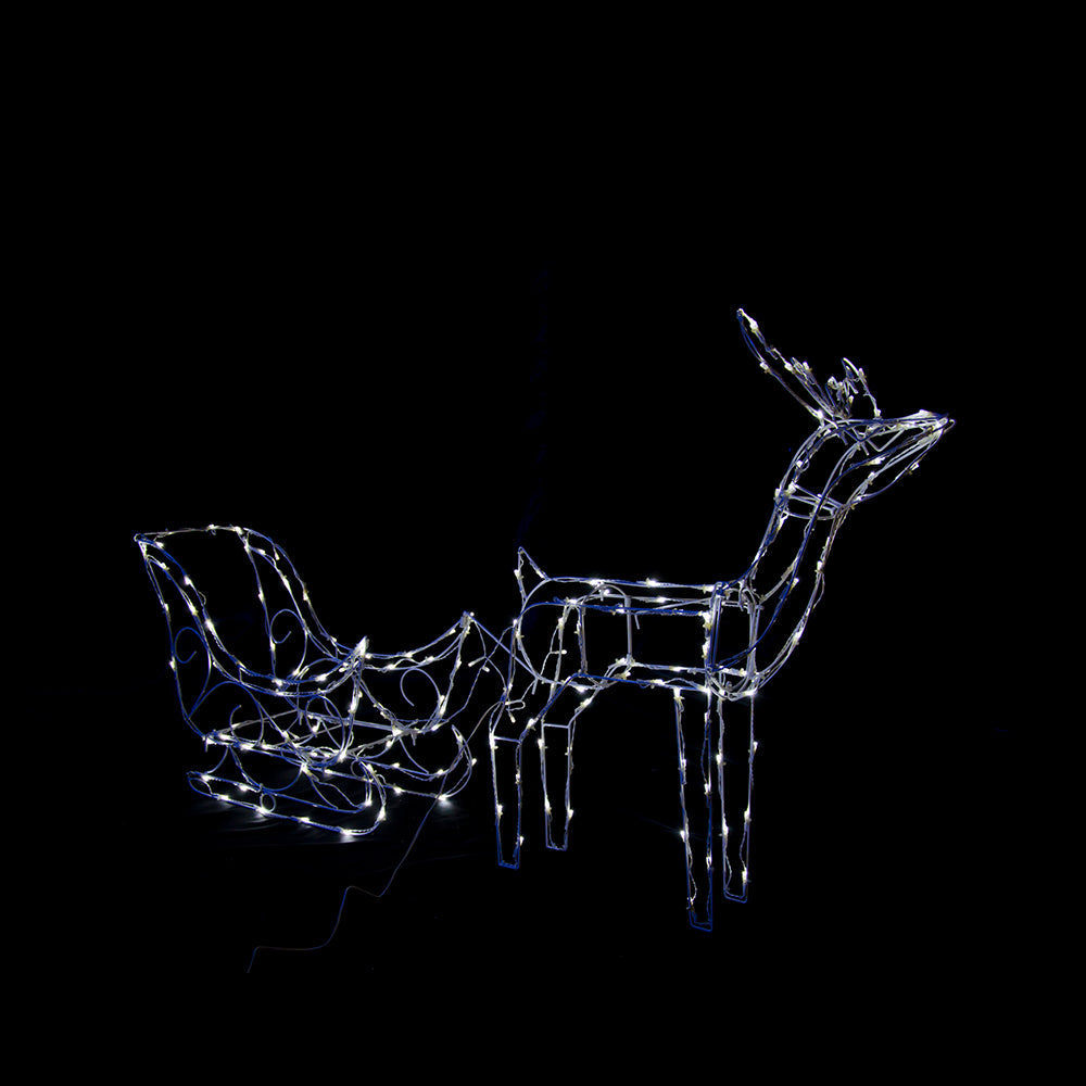 Solar LED Sleigh with Reindeer - 80 cm V720-XA7337