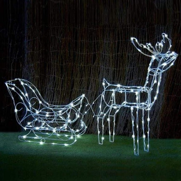 Solar LED Sleigh with Reindeer - 80 cm V720-XA7337