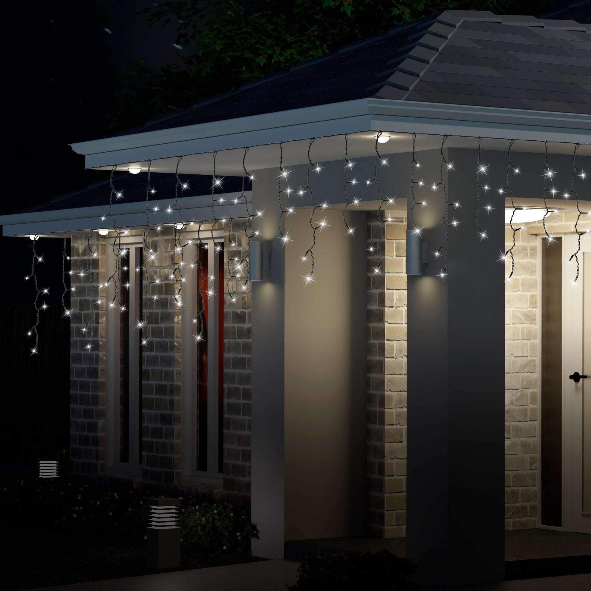300 LED Icicle Flashing Lights available in 4 Colors - Cool White V720-XB0141