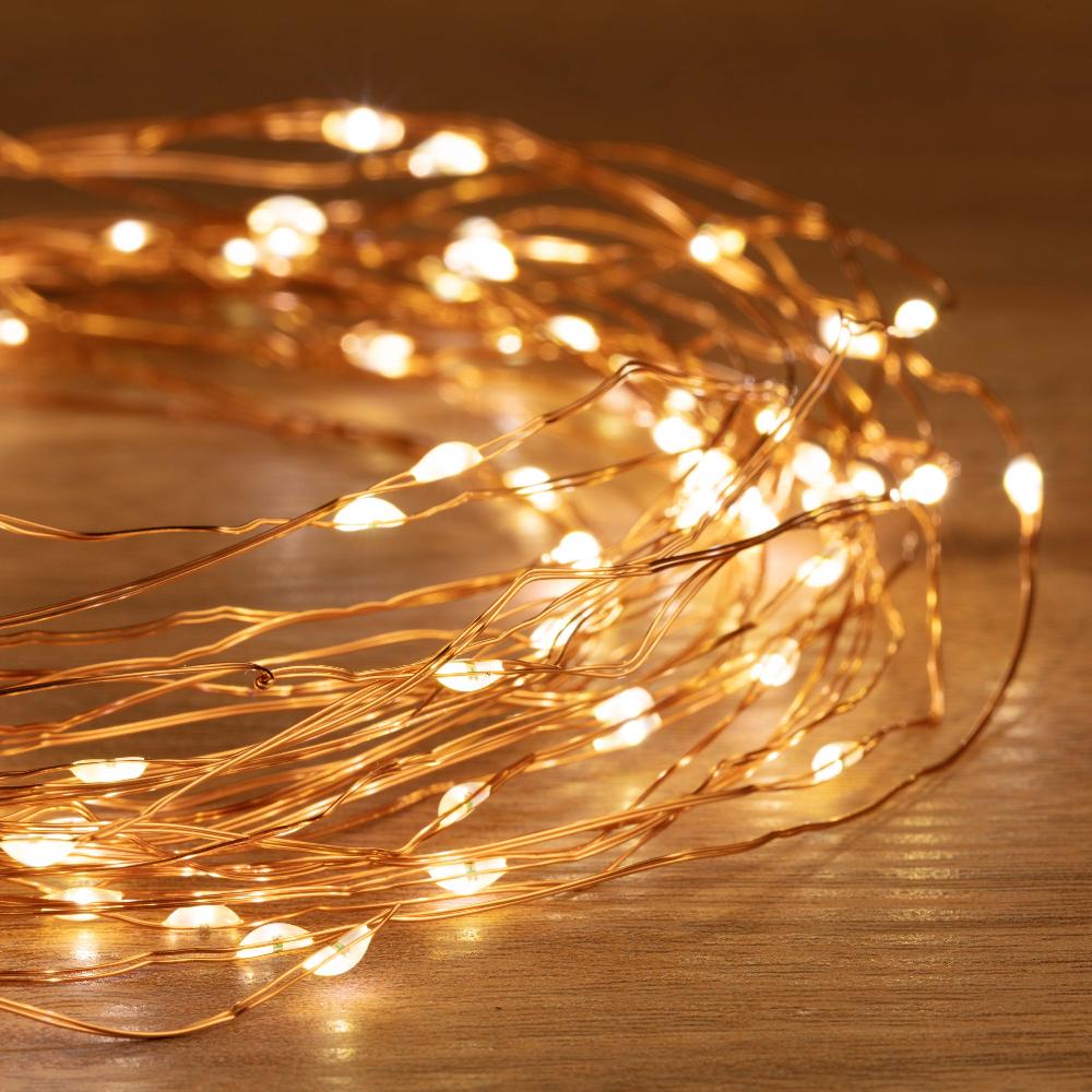 Battery Operated 30 LED Wire Pin Lights - 3m, available in 3 Colors - Warm White V720-XB3485-WARM WHITE