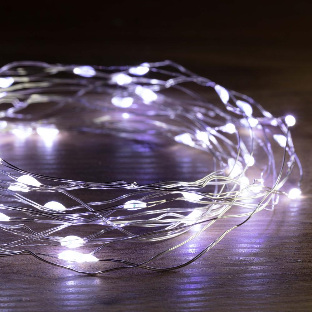 Battery Operated 30 LED Wire Pin Lights - 3m, available in 3 Colors - Warm White V720-XB3485-WARM WHITE