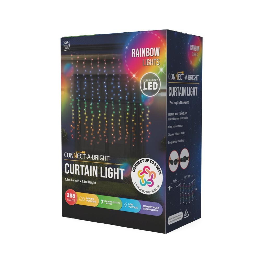 LED Curtain Lights Rainbow Color available in 2 sizes - 1.8 meter V720-XB4912C-1