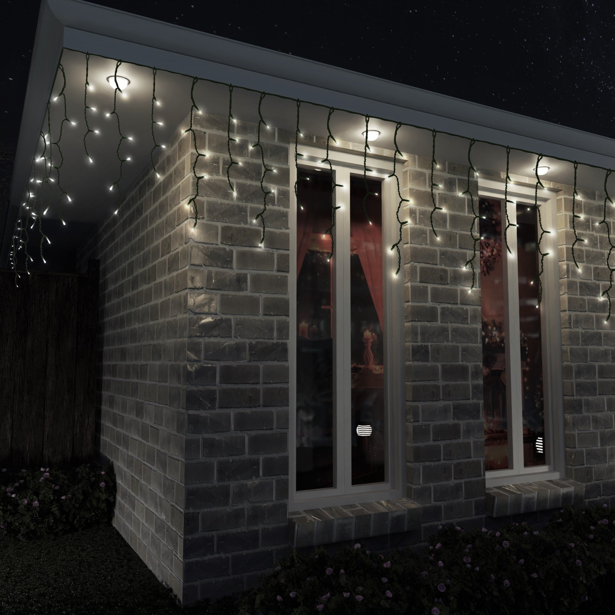Solar 200 LED Icicle Lights - 3.9m x 33cm, available in 3 Colors - Cool White V720-XB4960CW