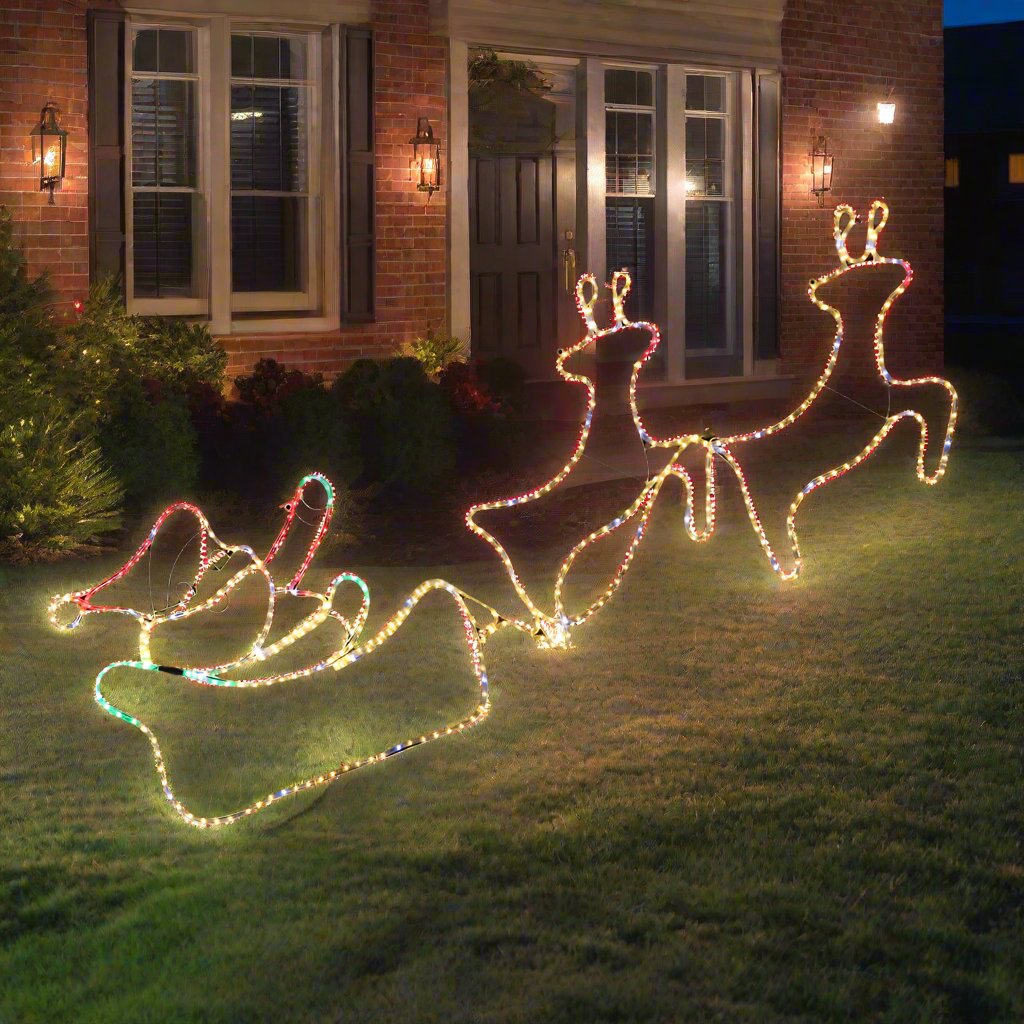 LED Ropelight Double Reindeer Sleigh Twinkle Lights V720-XL0000069