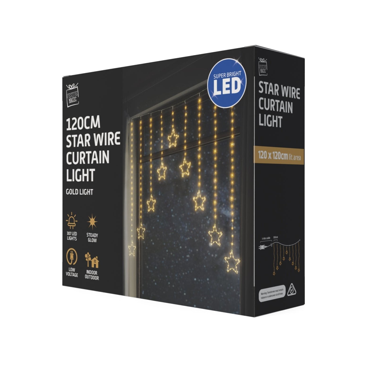 LED Wire Star Curtain Gold Lights V720-XL0077