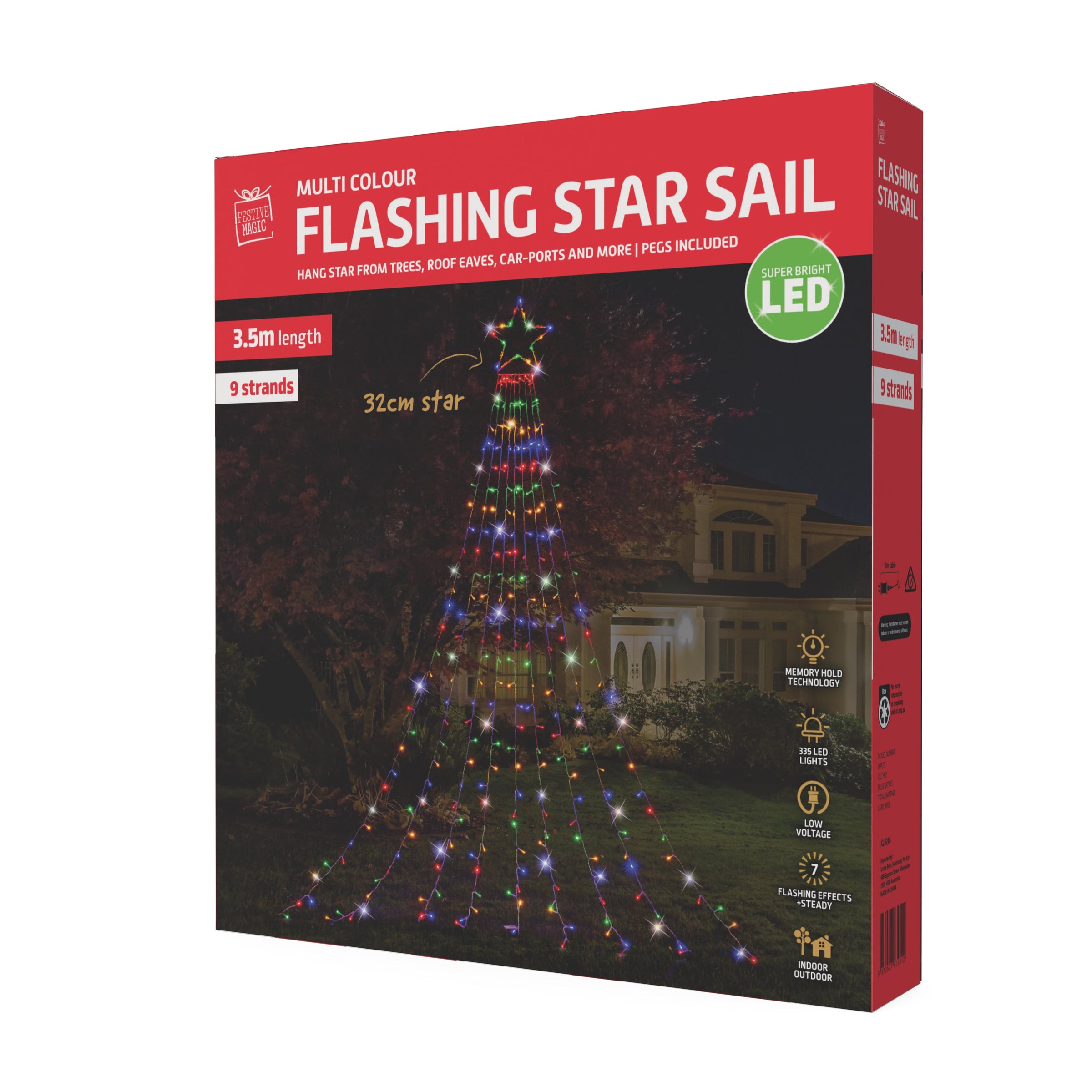 LED Garden Star Cascade 3.5m Multi-Color Lights V720-XL0246