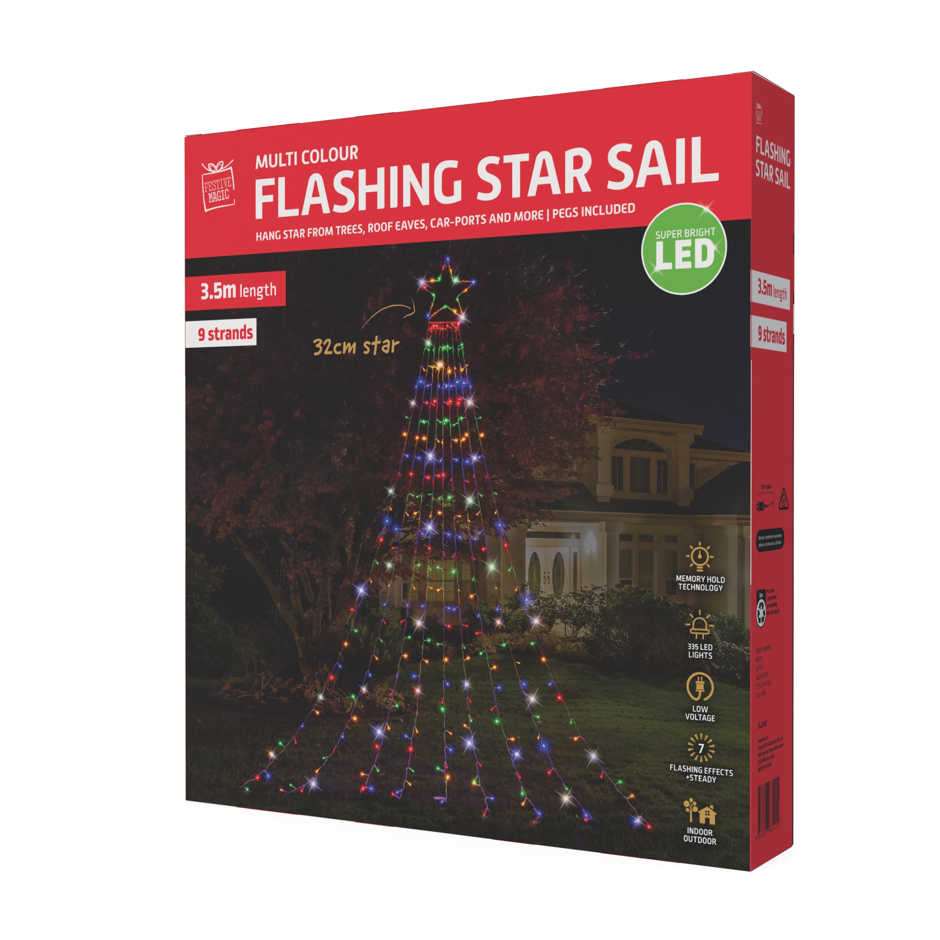 LED Garden Star Cascade 3.5m Multi-Color Lights V720-XL0246