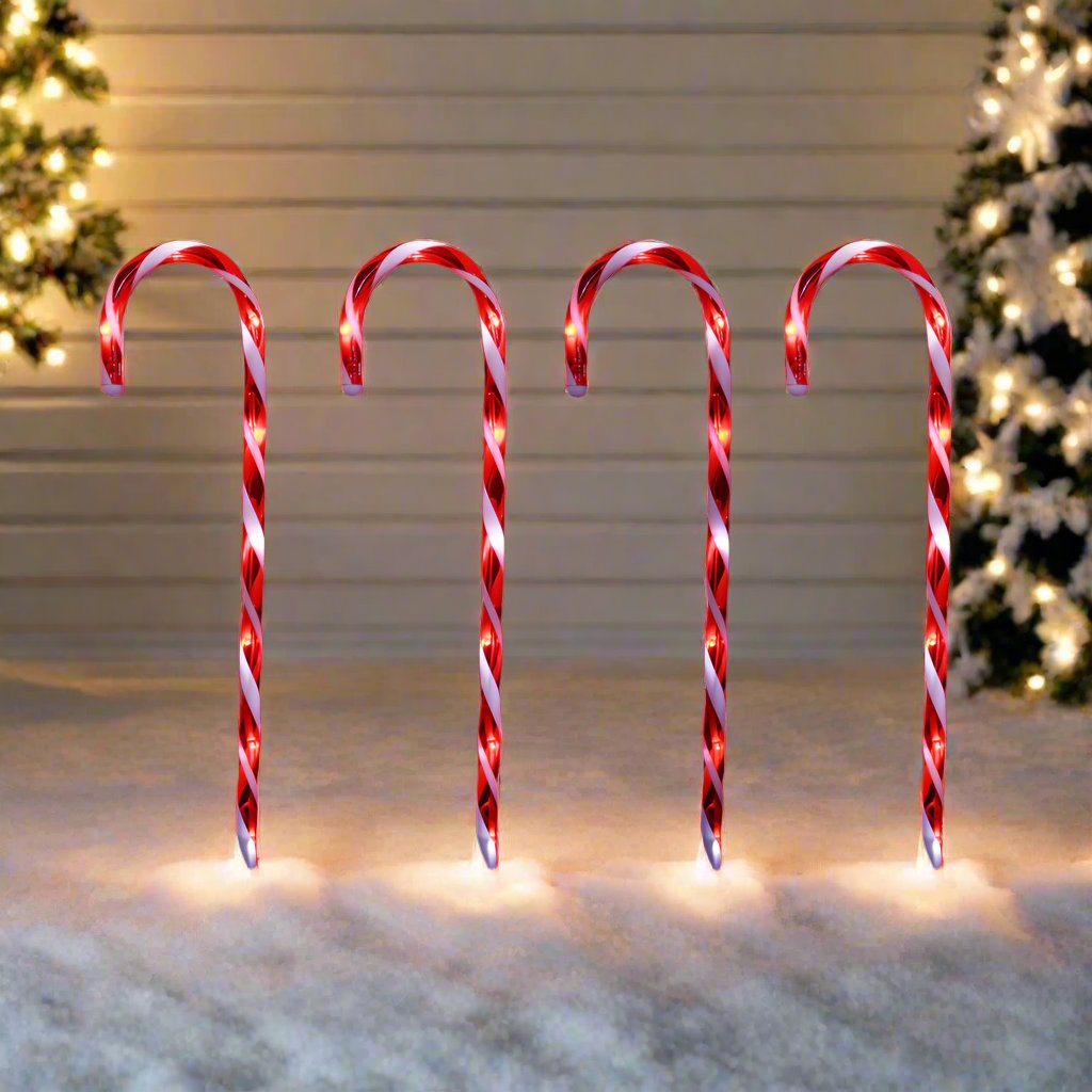 LED Timer Candy Cane Stakes Battery Operated 4pk 58cm V720-XL0881