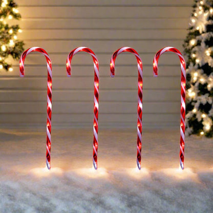 LED Timer Candy Cane Stakes Battery Operated 4pk 58cm V720-XL0881