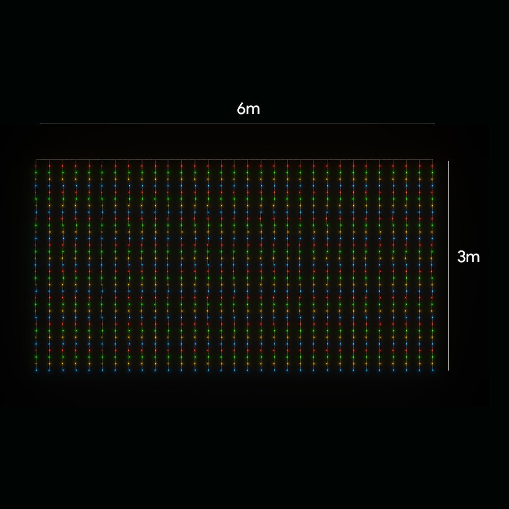 LED Curtain Lights 6mx3m 600 Multi-Color V720-XL0925