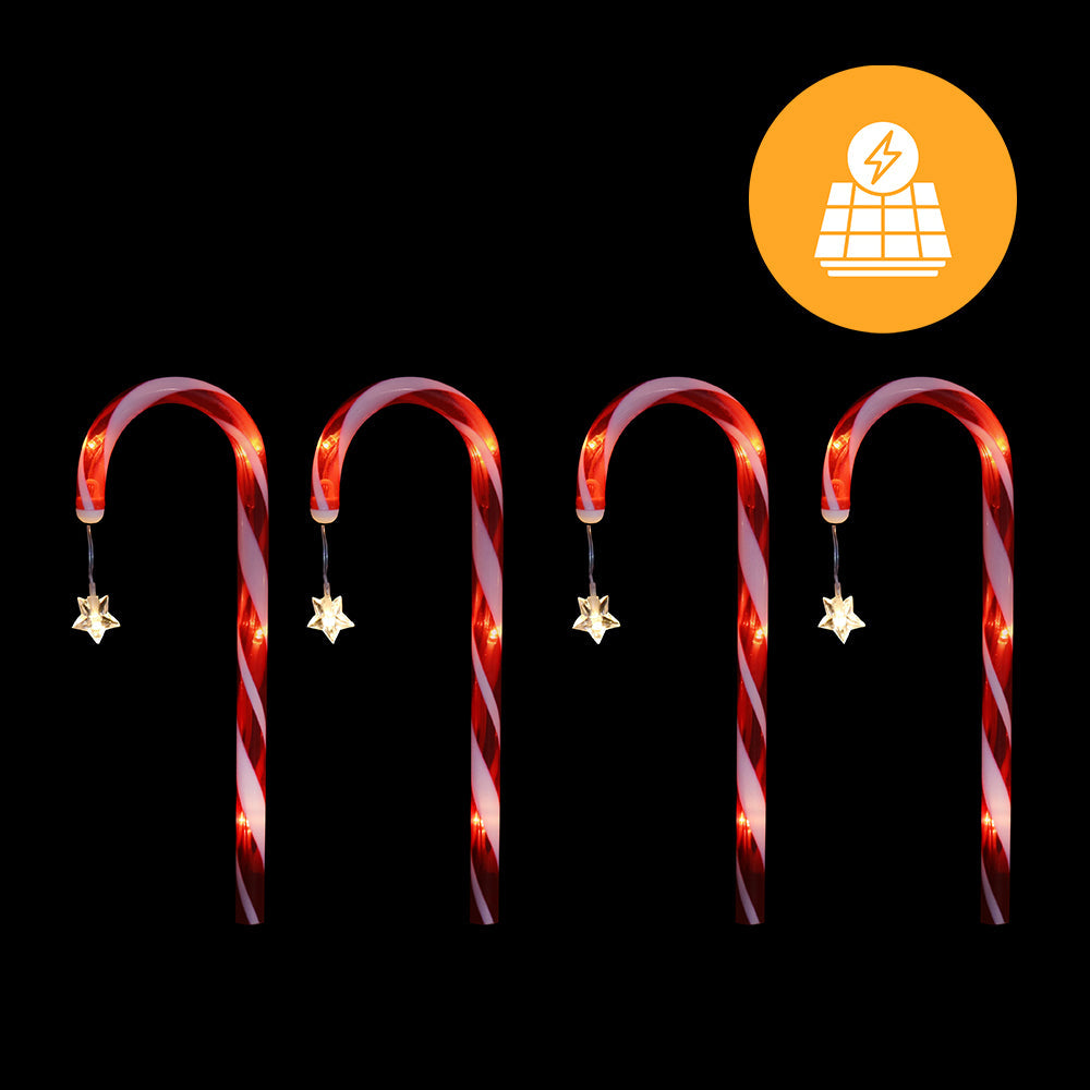 Solar Candy Canes with Stars - 4 Pack V720-XL0943