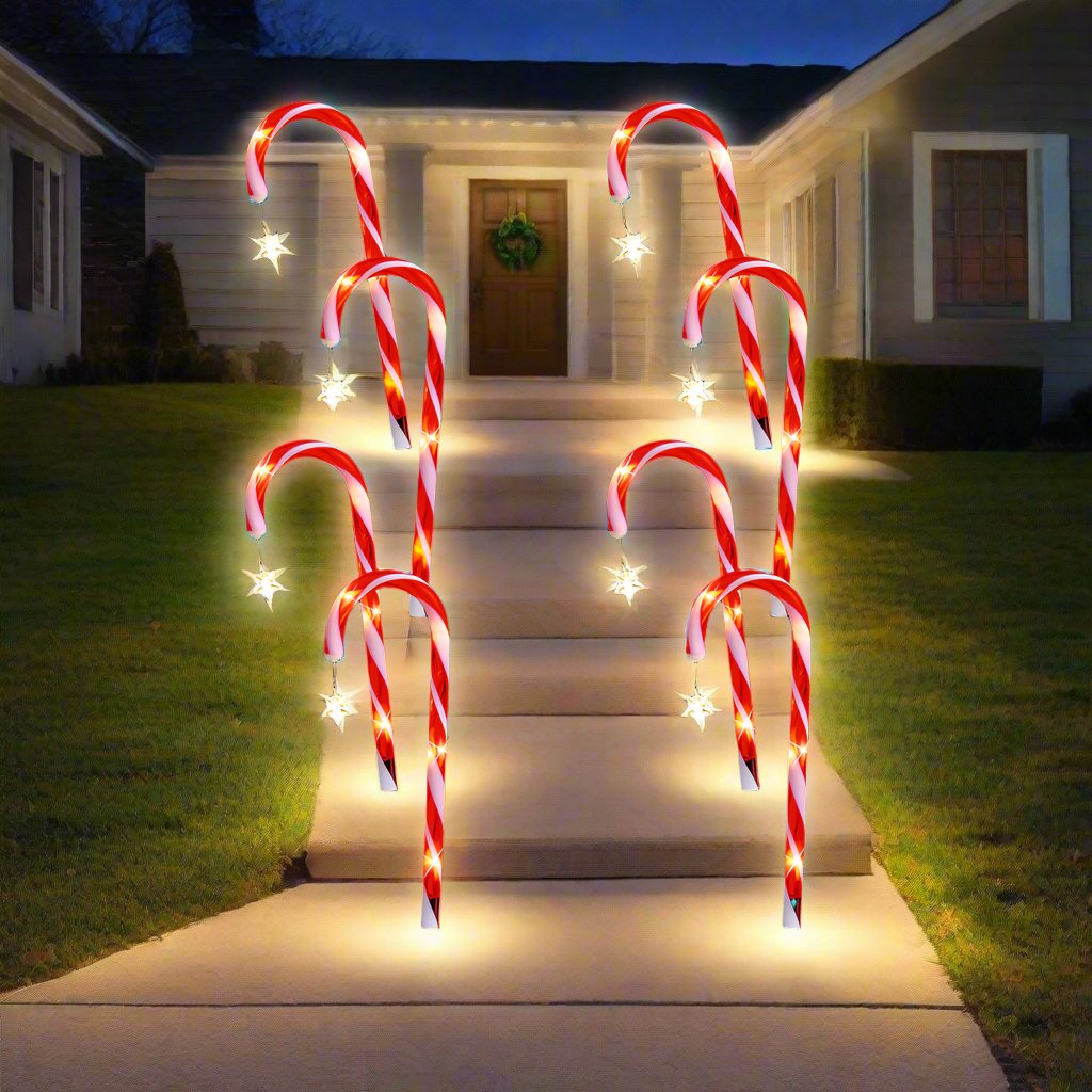 Solar Candy Canes with Stars - 4 Pack V720-XL0943
