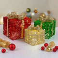 LED Jumbo Presents 3-Piece Glitter/Gold Bow Twinkle V720-XL1067