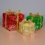 LED Jumbo Presents 3-Piece Glitter/Gold Bow Twinkle V720-XL1067