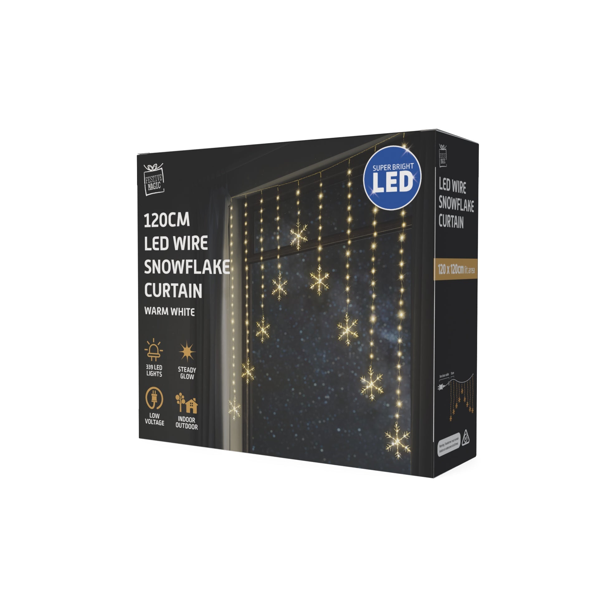 LED Snowflakes Curtain Lights avialable in 2 Colors - Cool White V720-XL1343