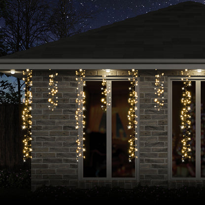 LED Dancing Cluster Icicles 9m Available in 2 Options - Warm White V720-XL1355