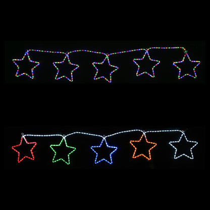 LED Ropelight 5 Stars Chain available in 2 Colors - RGBYW V720-XL1429RGBYW