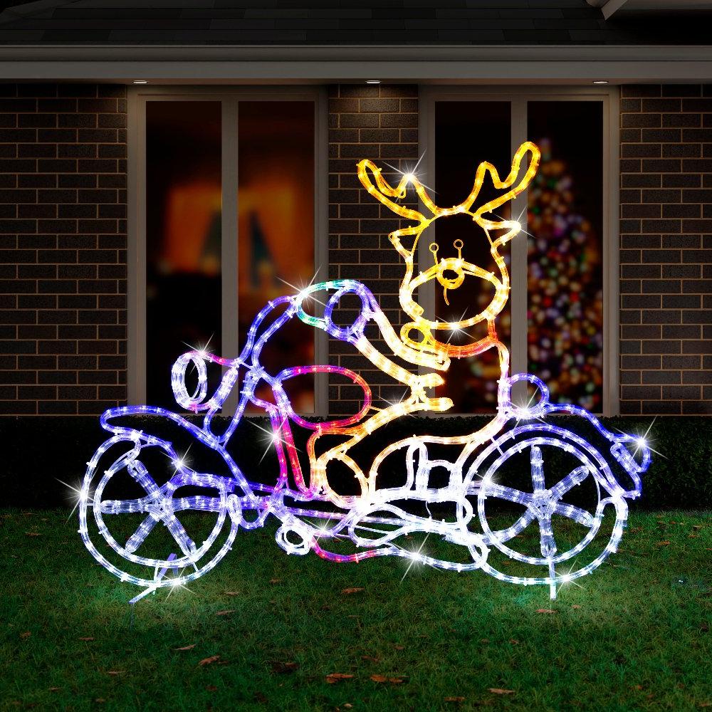 LED Ropelight Motorbike Crew Reindeer V720-XL1436R