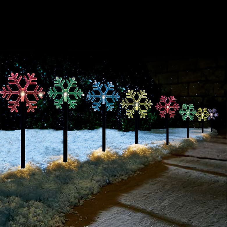 Solar Snowflake Path Lights - 5 Pack, 35cm available in 2 Colors - Cool White V720-XL1455W