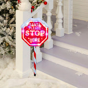 LED Stop Here Sign Multi 100cm Adjustable Height V720-XL1464