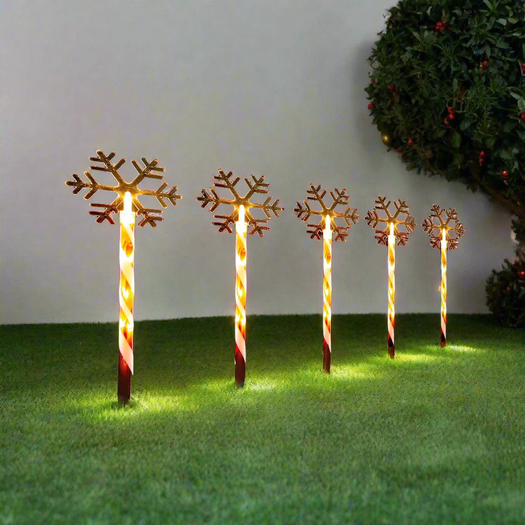 LED Candy Path Lights 5pk Santa or Snowflake - Snowflake V720-XL1466SF